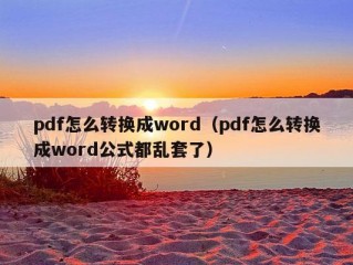 pdf怎么转换成word（pdf怎么转换成word公式都乱套了）