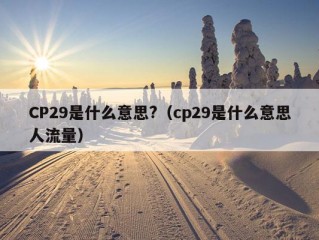 CP29是什么意思?（cp29是什么意思人流量）