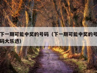 下一期可能中奖的号码（下一期可能中奖的号码大乐透）